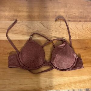 Women’s‎ Hollister Dark Brown Copper Color Sparkle Bikini Top Underwire Size XS